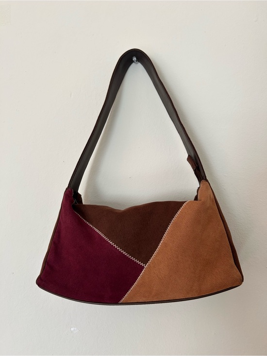 Sonoma Goods For Life Handbags - Vintage Sonoma Tri-Color Suede Shoulder Bag in Burgundy, Brown & Tan